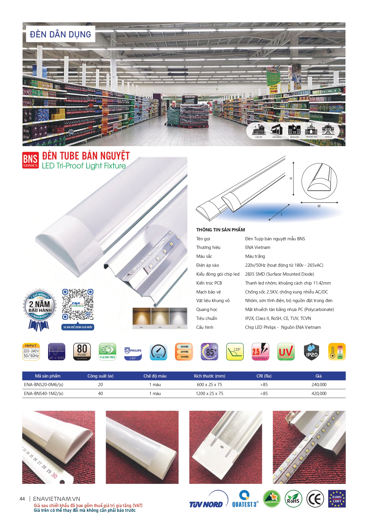 Bảng giá đèn led Ena 2026